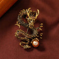 Protection and Strength Domineering Dragon Pearl Brooch