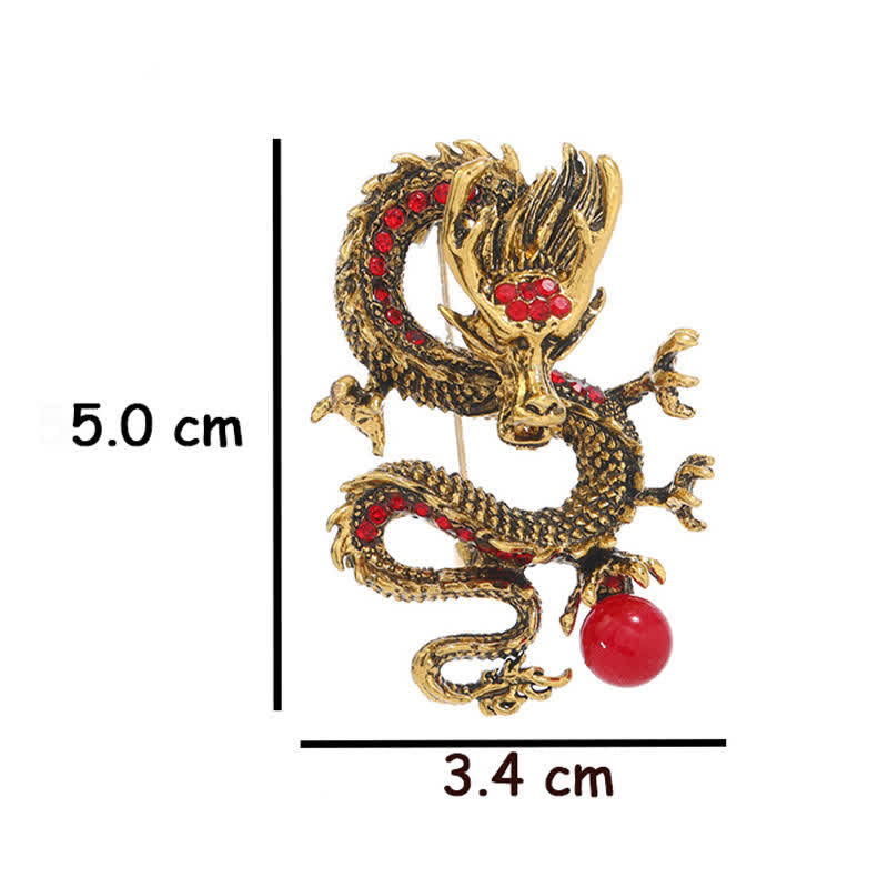 Protection and Strength Domineering Dragon Pearl Brooch
