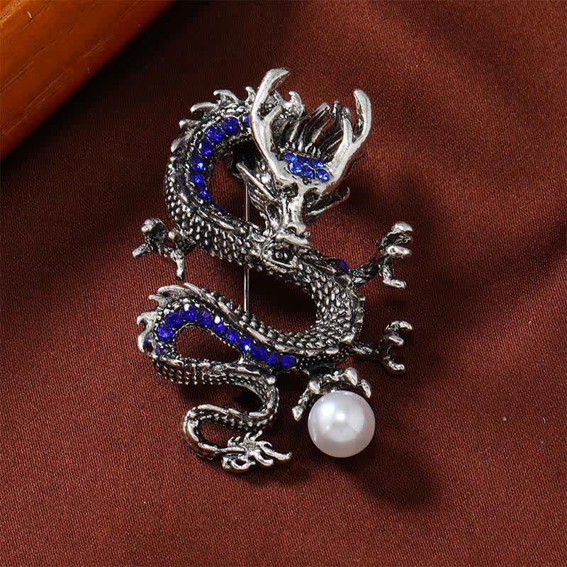 Protection and Strength Domineering Dragon Pearl Brooch