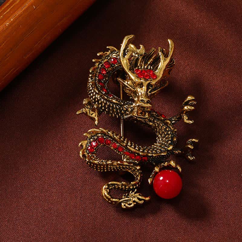 Protection and Strength Domineering Dragon Pearl Brooch