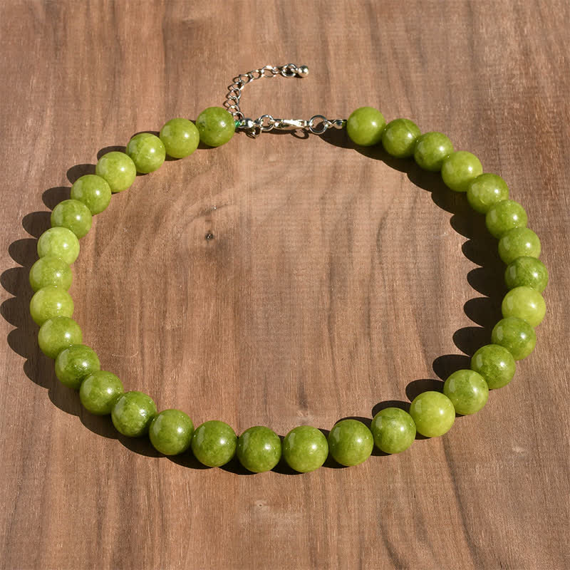 Nimara Ritual 12mm Natural Crystal Aquamarine Tourmaline Bead Healing Necklace