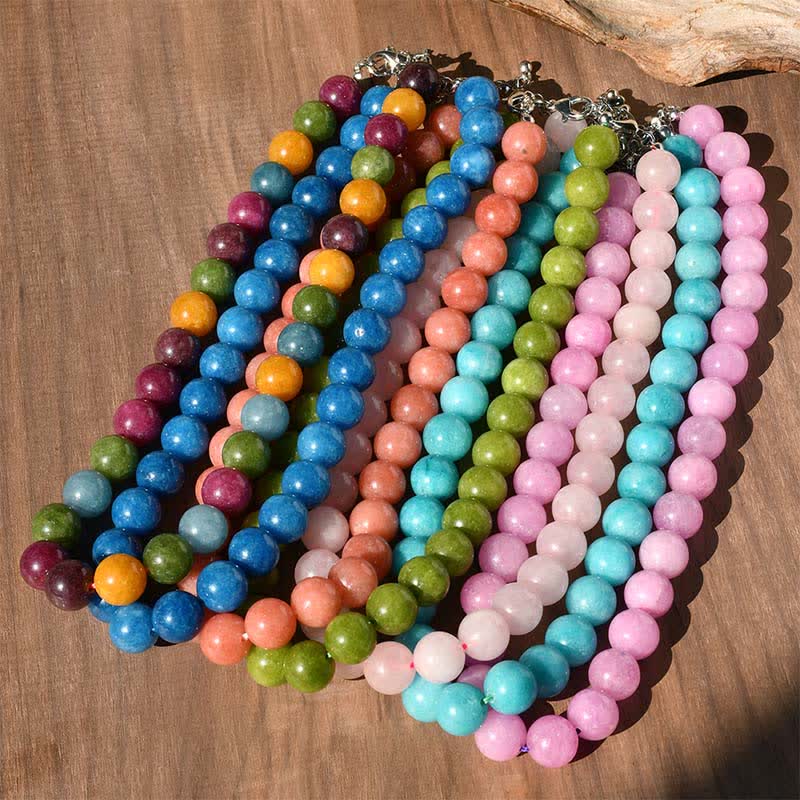 Nimara Ritual 12mm Natural Crystal Aquamarine Tourmaline Bead Healing Necklace