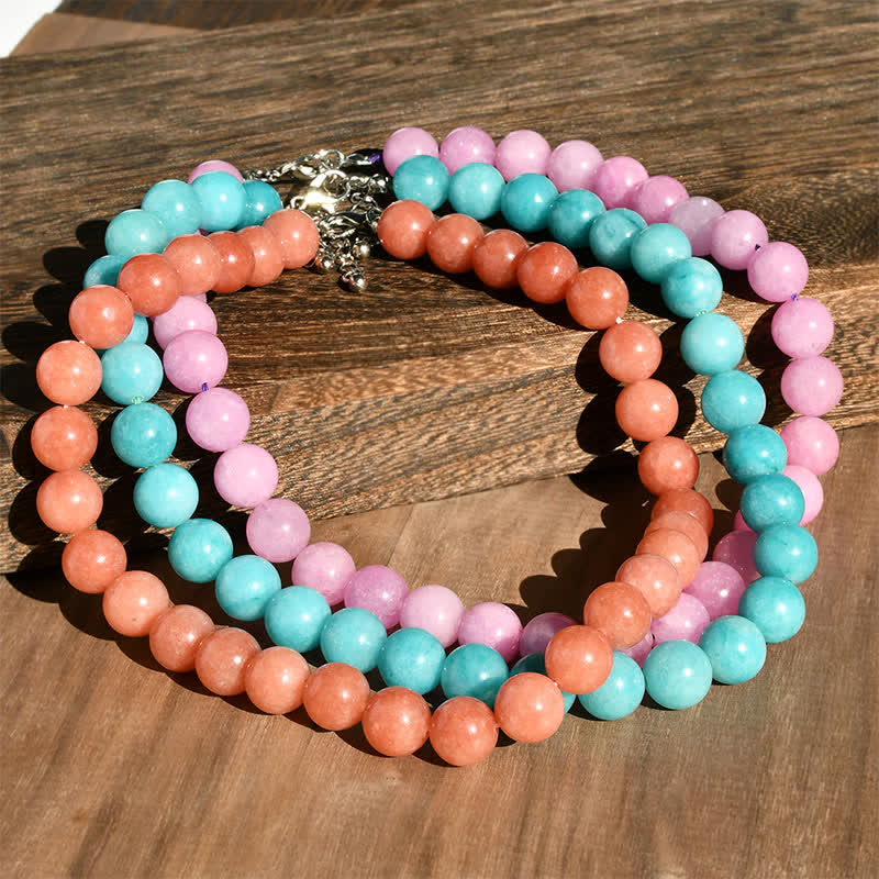 Nimara Ritual 12mm Natural Crystal Aquamarine Tourmaline Bead Healing Necklace