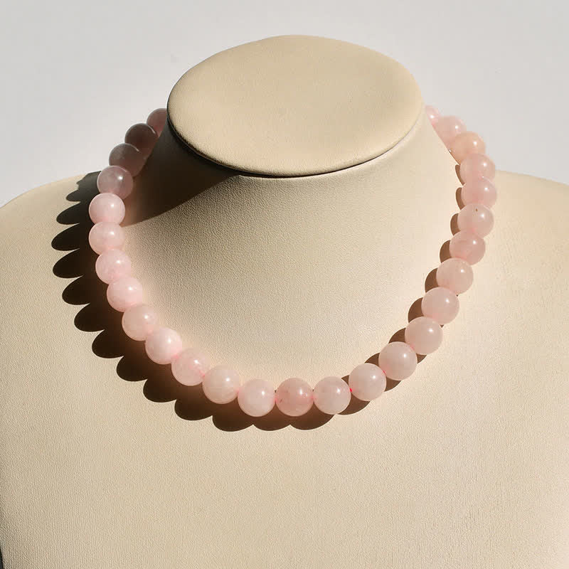 Nimara Ritual 12mm Natural Crystal Aquamarine Tourmaline Bead Healing Necklace