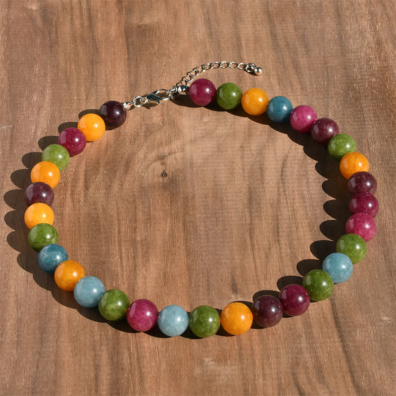 Nimara Ritual 12mm Natural Crystal Aquamarine Tourmaline Bead Healing Necklace
