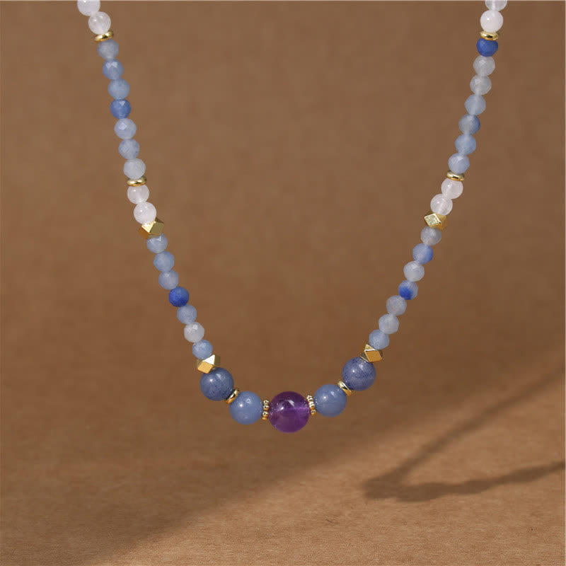 Nimara Ritual Natural Blue Aventurine White Jade Bead Calm Necklace