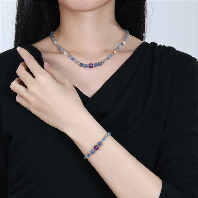 Nimara Ritual Natural Blue Aventurine White Jade Bead Calm Necklace