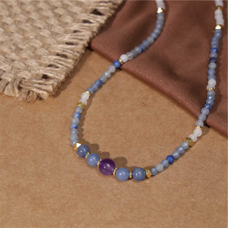 Nimara Ritual Natural Blue Aventurine White Jade Bead Calm Necklace