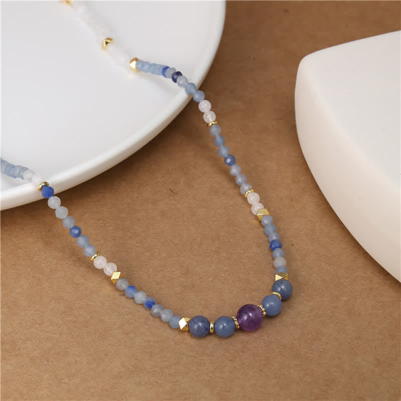 Nimara Ritual Natural Blue Aventurine White Jade Bead Calm Necklace