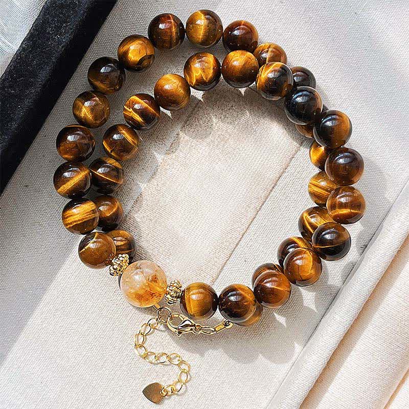 Nimara Ritual Natural Tiger Eye Citrine Bead Courage Necklace