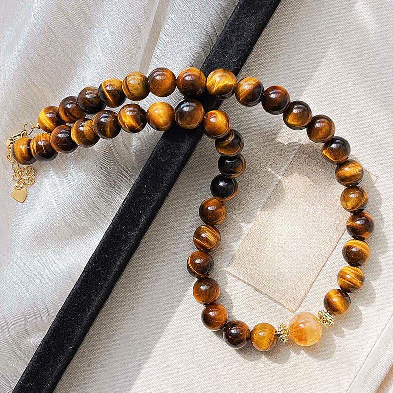 Nimara Ritual Natural Tiger Eye Citrine Bead Courage Necklace