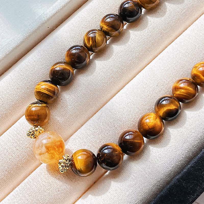 Nimara Ritual Natural Tiger Eye Citrine Bead Courage Necklace