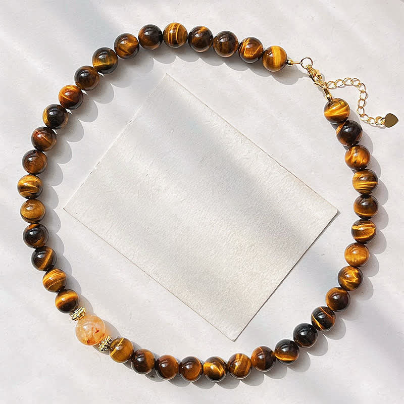Nimara Ritual Natural Tiger Eye Citrine Bead Courage Necklace