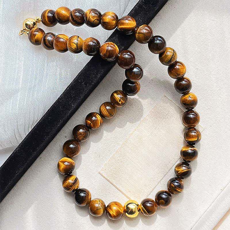 Nimara Ritual Natural Tiger Eye Copper Bead Courage Necklace