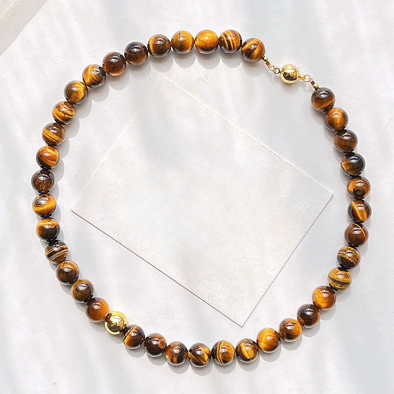 Nimara Ritual Natural Tiger Eye Copper Bead Courage Necklace