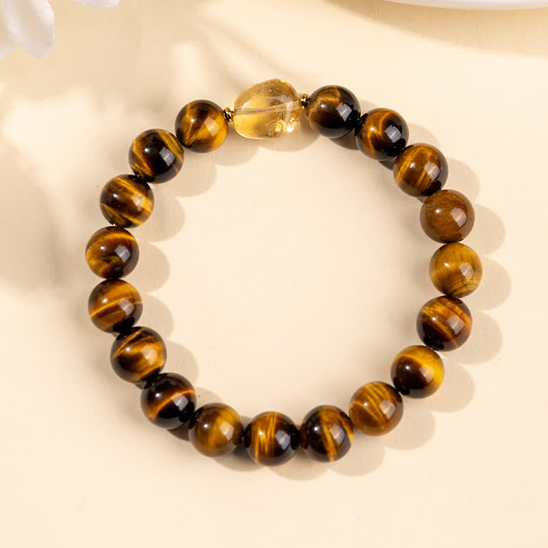 Nimara Ritual 10mm Natural Tiger Eye Citrine Bead Courage Bracelet