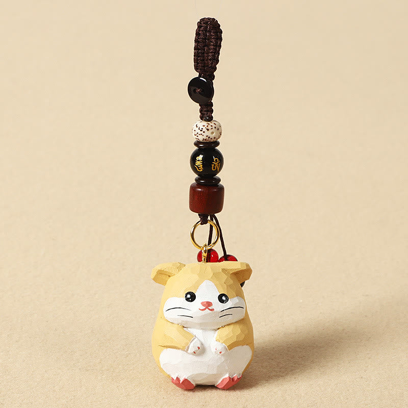 Nimara Ritual Chinese Zodiac Linden Wood Engraved Plum Blossom Peace Safe Om Mani Padme Hum Positive Key Chain
