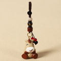 Wisdom and Peace Chinese Zodiac Linden Wood Engraved Plum Blossom Peace Safe Om Mani Padme Hum Key Chain