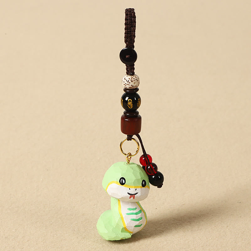 Wisdom and Peace Chinese Zodiac Linden Wood Engraved Plum Blossom Peace Safe Om Mani Padme Hum Key Chain