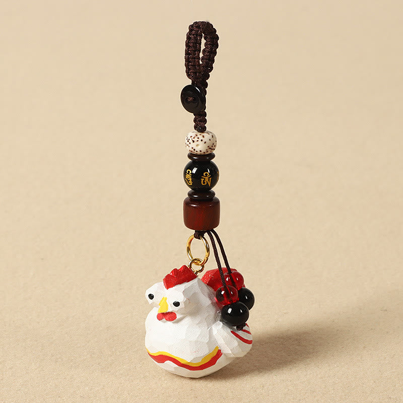 Nimara Ritual Chinese Zodiac Linden Wood Engraved Plum Blossom Peace Safe Om Mani Padme Hum Positive Key Chain
