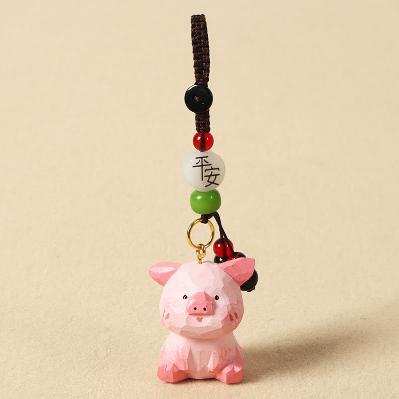 Nimara Ritual Chinese Zodiac Linden Wood Engraved Plum Blossom Peace Safe Om Mani Padme Hum Positive Key Chain