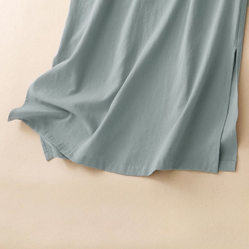 Nimara Ritual Summer Minimalist Side Slit Solid Women's Summer Sleeveless Dress With Pocket