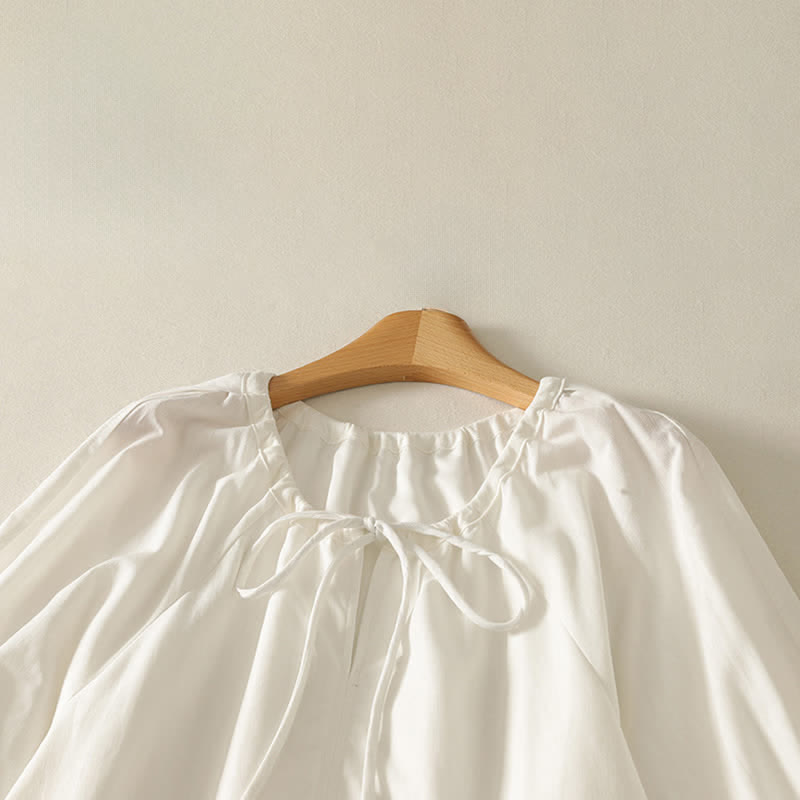 Nimara Ritual Summer Drawstring Solid Women's Short Sleeve Dress With Pockets