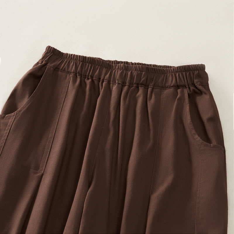 Nimara Ritual Spring Casual Elastic Waist Pleated Solid Women's Harem Pants With Pockets