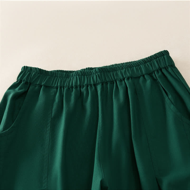 Nimara Ritual Spring Casual Elastic Waist Pleated Solid Women's Harem Pants With Pockets