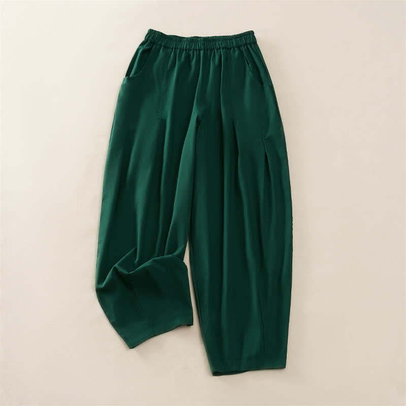 Nimara Ritual Spring Casual Elastic Waist Pleated Solid Women's Harem Pants With Pockets