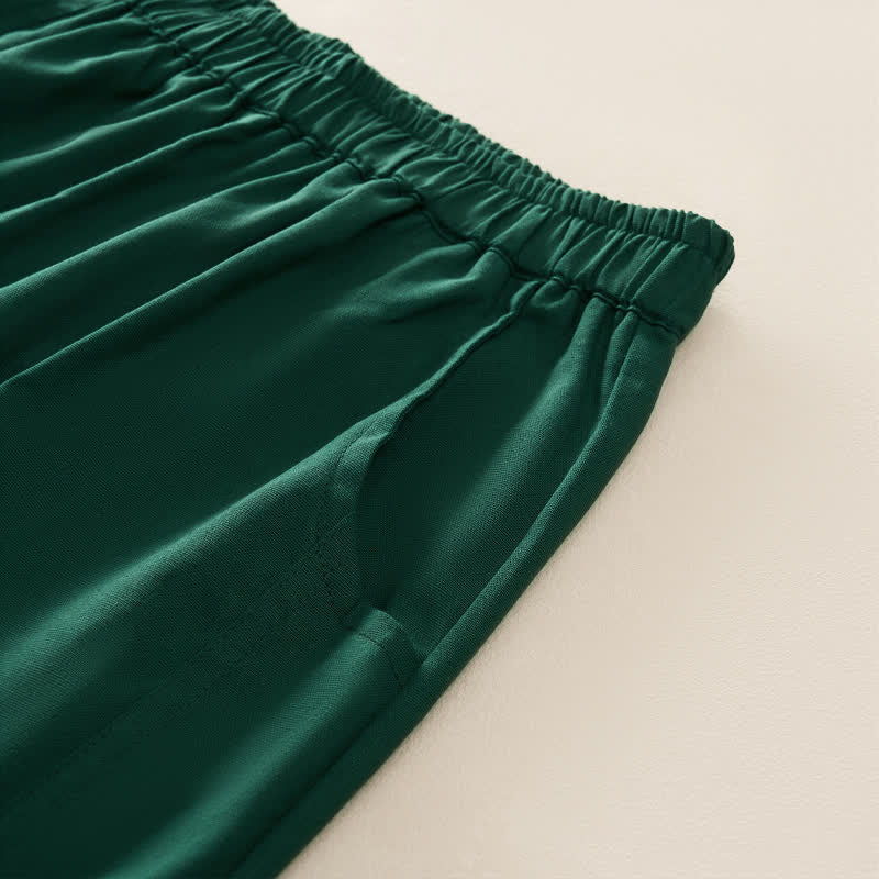 Nimara Ritual Spring Casual Elastic Waist Pleated Solid Women's Harem Pants With Pockets