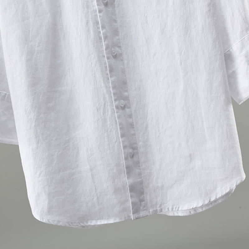 Nimara Ritual Spring Minimalist Button-Up Solid Linen Men's Three-Quarter Sleeve Shirt