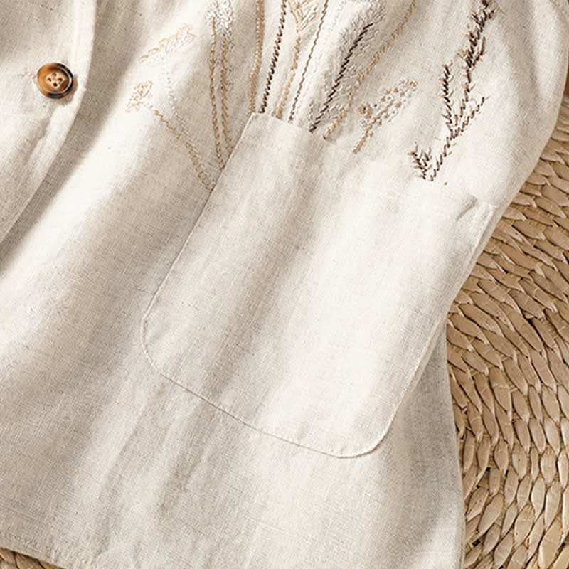 Nimara Ritual Summer Embroidery Floral Women's Sleeveless Shirts With Pockets