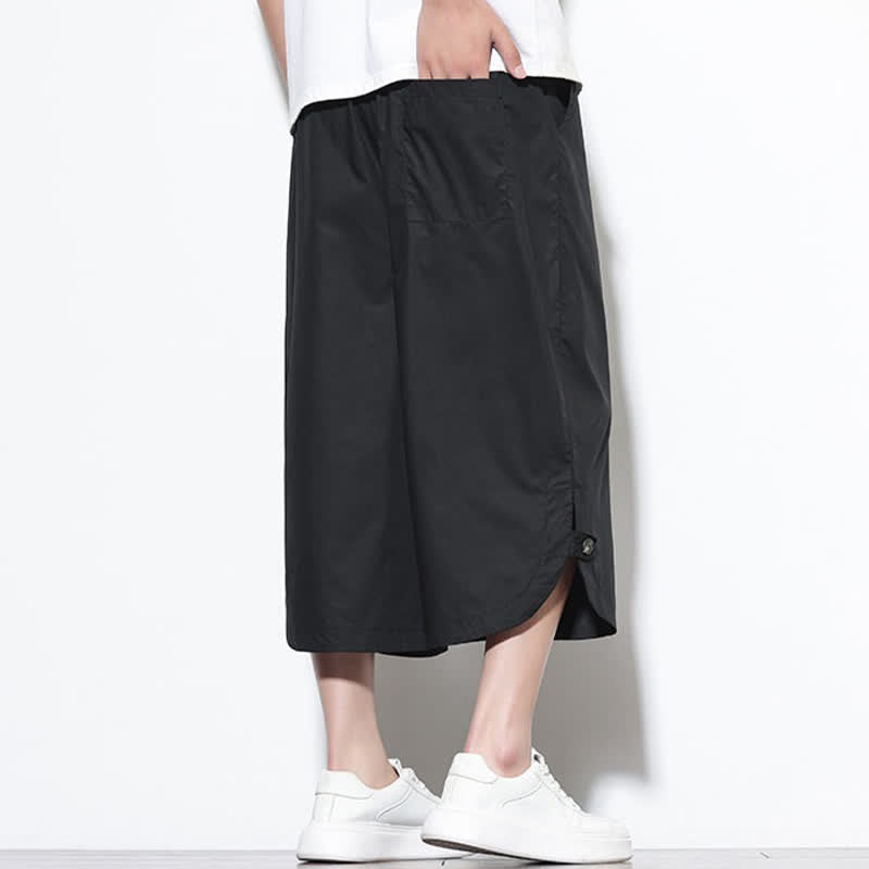 Nimara Ritual Summer Casual Drawstring Side Slit Solid Cotton Men's Harem Pants With Pockets
