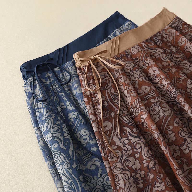 Nimara Ritual Summer Drawstring Floral Print Lace-up Women's Skirts With Pockets