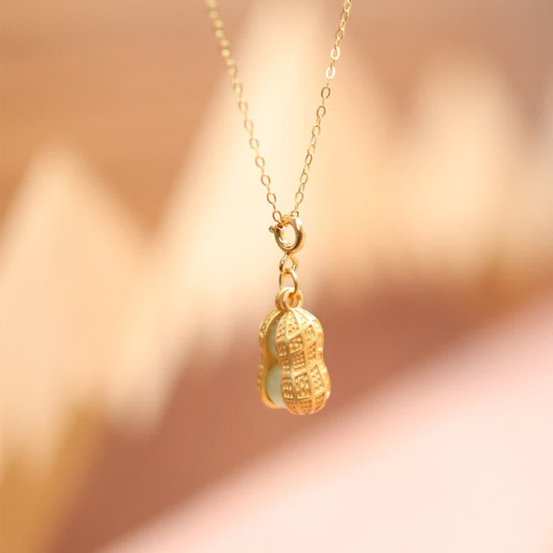 Nimara Ritual 925 Sterling Silver Hetian Jade Peanut Good Things Happen Prosperity Necklace Pendant
