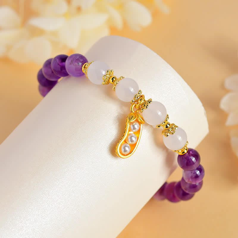 Nimara Ritual Natural Amethyst White Agate Peanut Good Things Happen Spiritual Bracelet