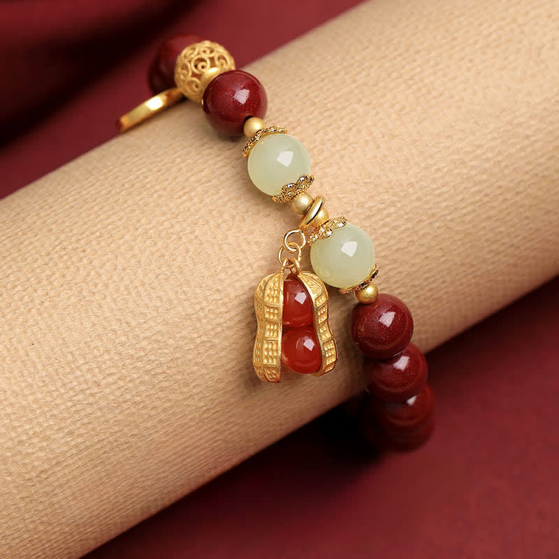 Nimara Ritual Natural Cinnabar Fu Character Peanut Good Things Happen Blessing Bracelet
