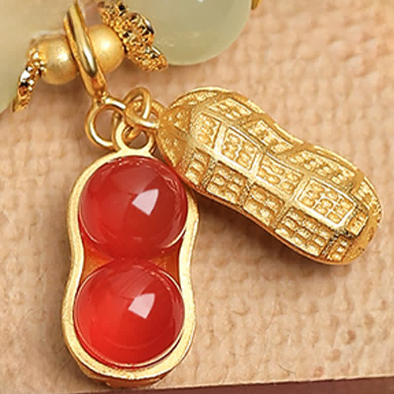Nimara Ritual Natural Cinnabar Fu Character Peanut Good Things Happen Blessing Bracelet