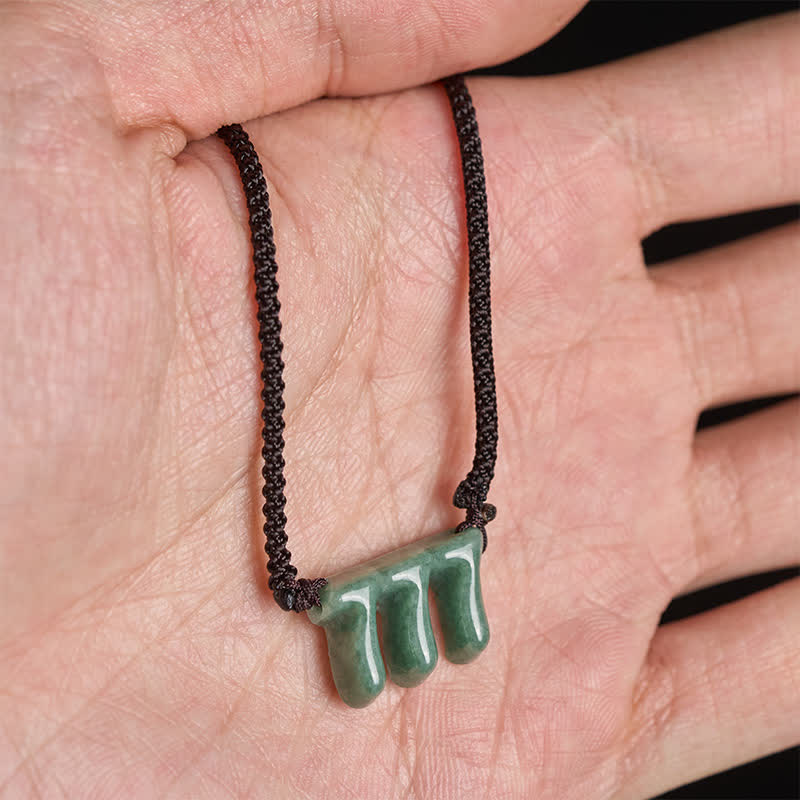 Nimara Ritual Natural Green Jade 777 Angel Number Prosperity Necklace Pendant