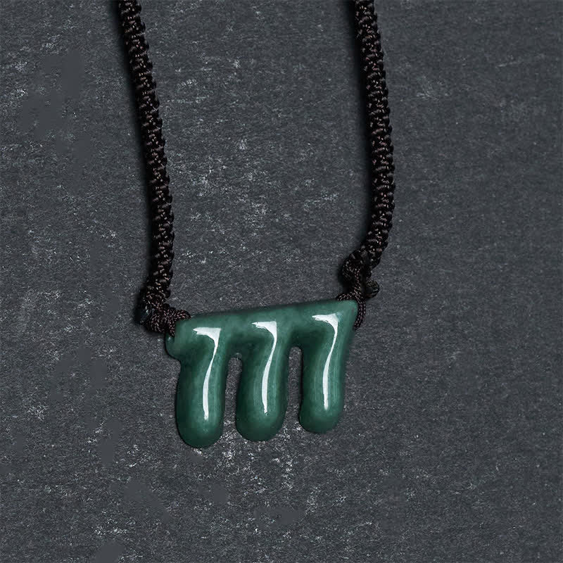 Nimara Ritual Natural Green Jade 777 Angel Number Prosperity Necklace Pendant