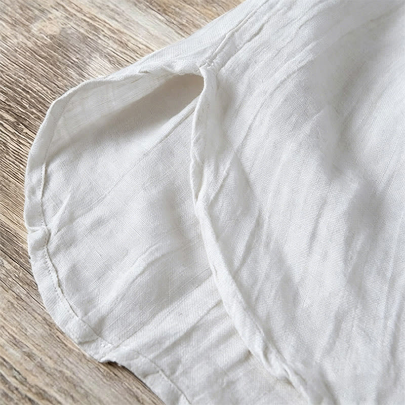 Nimara Ritual Summer Half Buttons Rolled Sleeves Design Cotton Linen Men's Short Sleeve Shirt