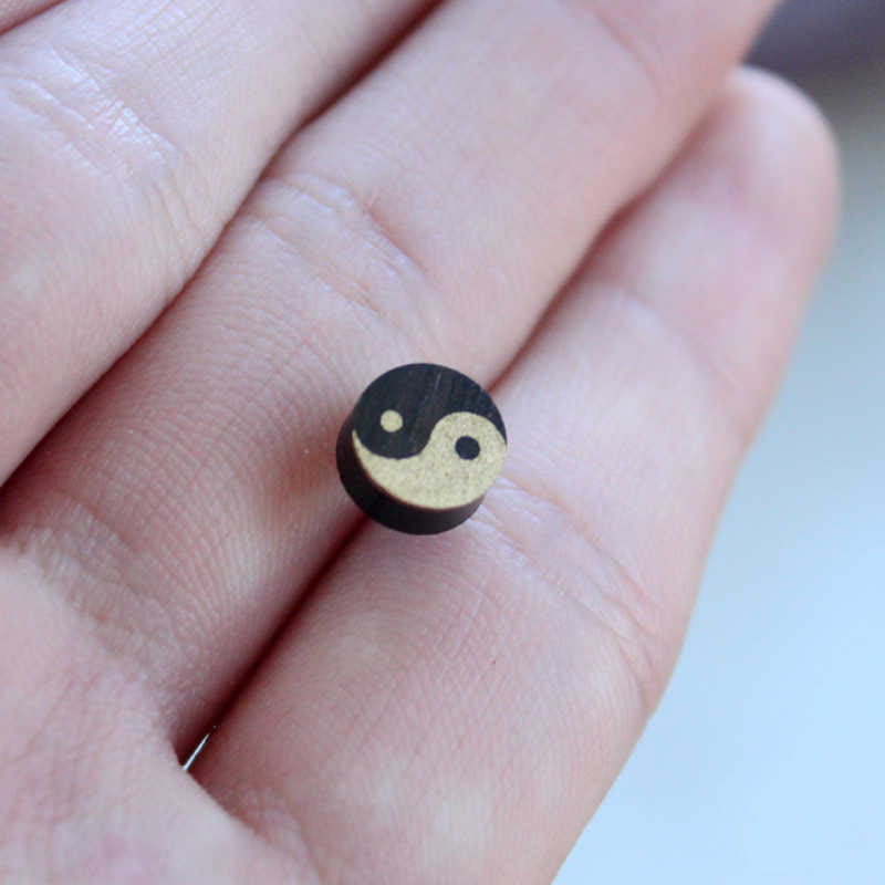 Nimara Ritual Ebony Wood Yin Yang Balance Stud Earrings