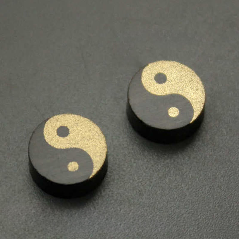 Nimara Ritual Ebony Wood Yin Yang Balance Stud Earrings