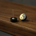 Nimara Ritual Ebony Wood Yin Yang Balance Stud Earrings