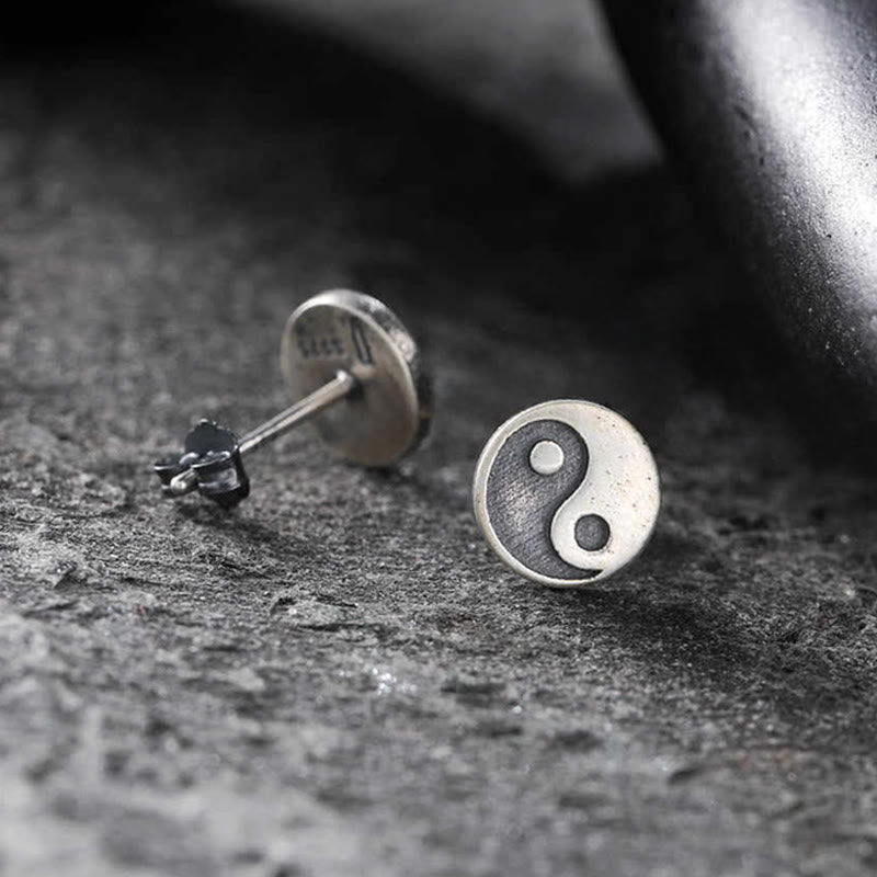 Nimara Ritual 925 Sterling Silver Yin Yang Balance One Stud Earring