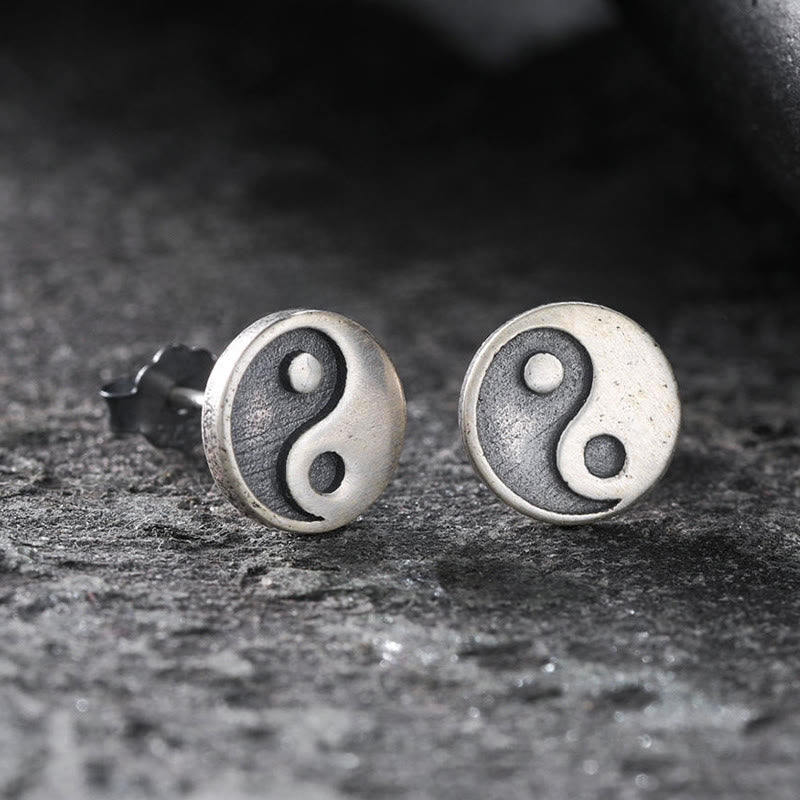 Nimara Ritual 925 Sterling Silver Yin Yang Balance One Stud Earring