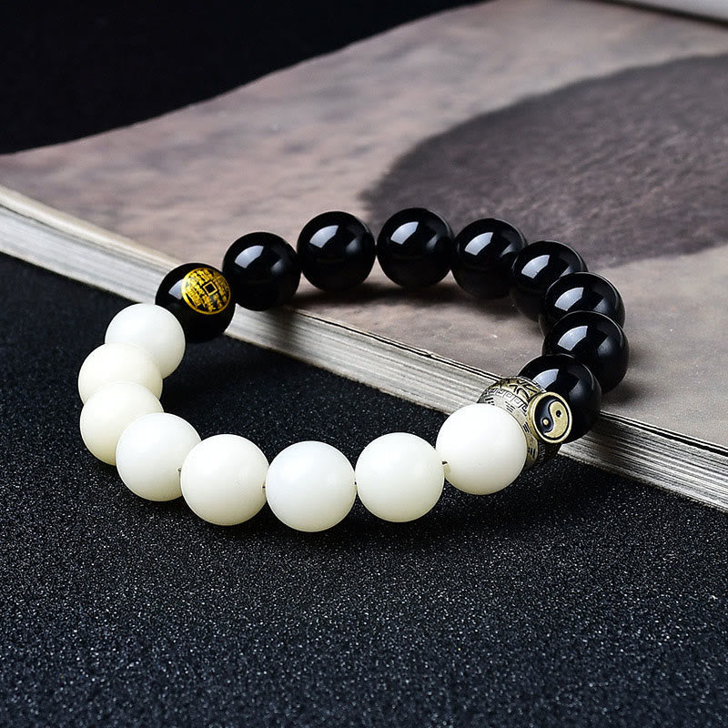Nimara Ritual Black Obsidian Bodhi Seed Yin Yang Nine-Character Mantra Mountain Ghosts Spend Money Strength Bracelet