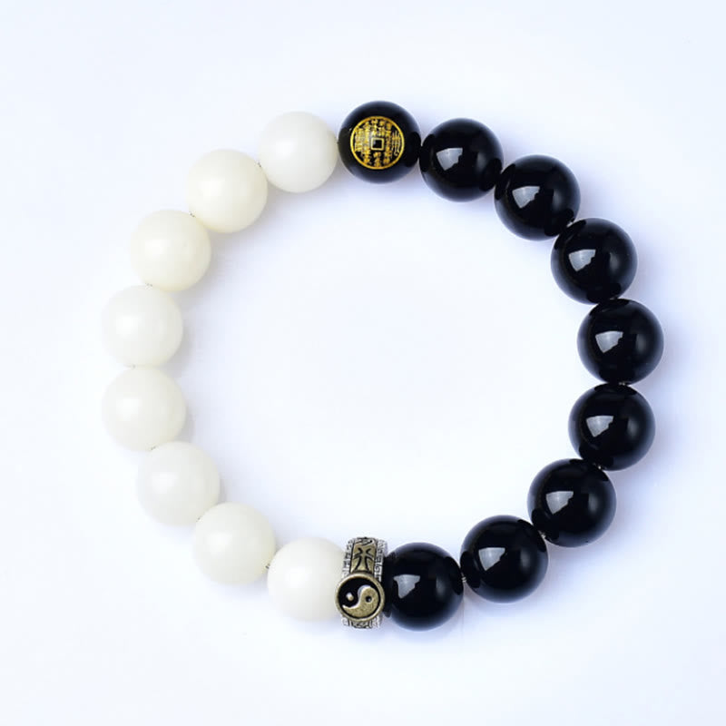 Peace Strength Black Obsidian Bodhi Seed Yin Yang Nine-Character Mantra Mountain Ghosts Spend Money Bracelet