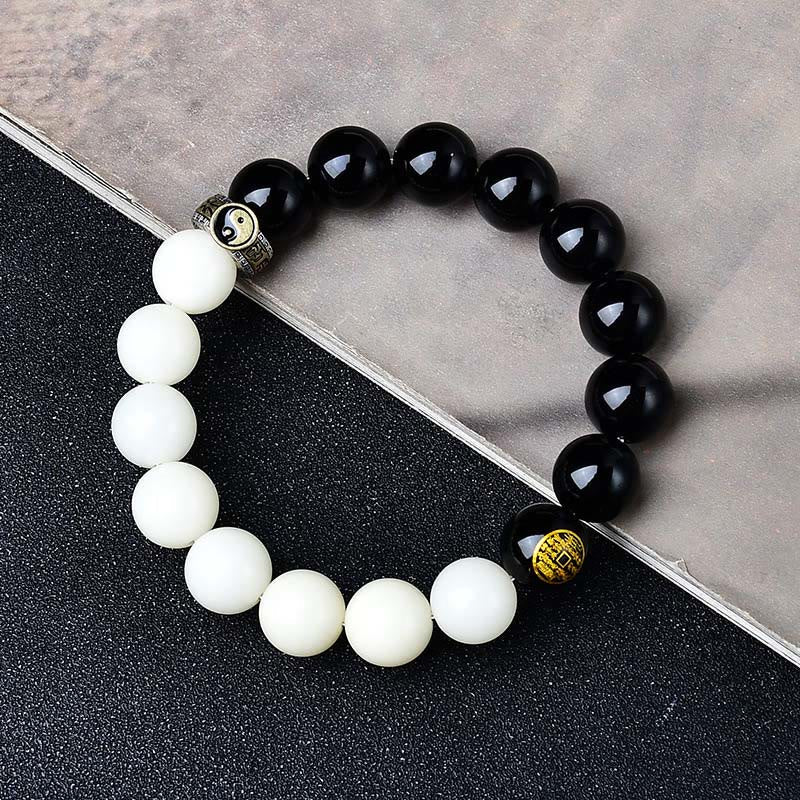 Peace Strength Black Obsidian Bodhi Seed Yin Yang Nine-Character Mantra Mountain Ghosts Spend Money Bracelet